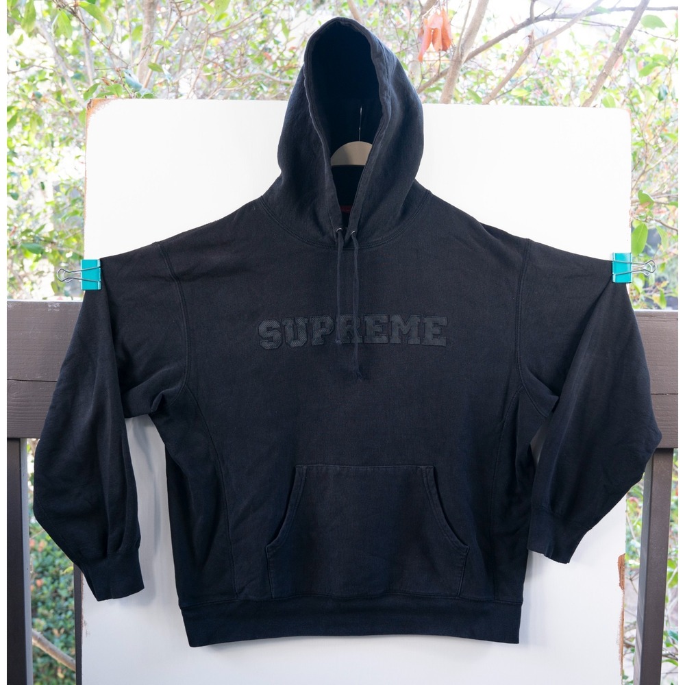 Supreme Collegiate Patchwork Hoodie Sweatshirt Men's Black Size XL